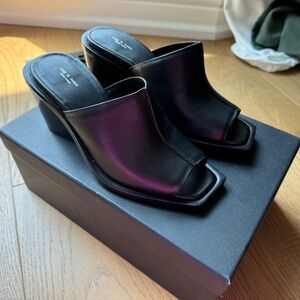BNIB Rag & Bone  Santiago Wedge - Black Leather - Size‎ 7.5 (37.5)